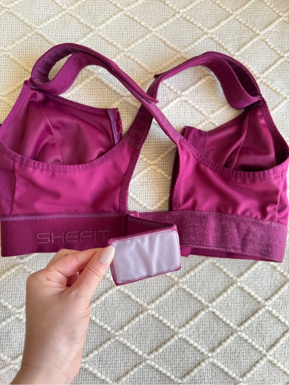 SHEFIT Ultimate High Impact Sports Bra Bundle 1Luxe Zip Front Olive Magenta